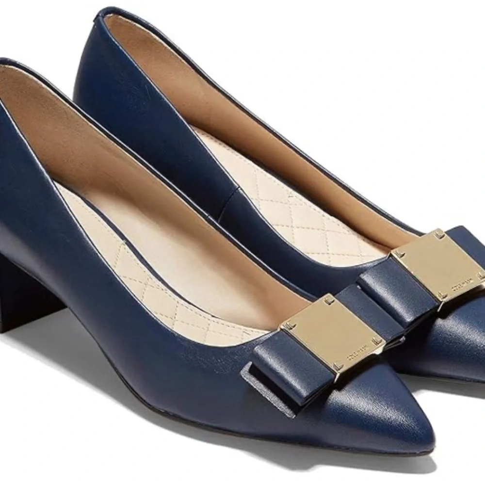 Cole Haan Women's Navy Tally/Tali Pumps with Gold Accents - Picture 9 of 10